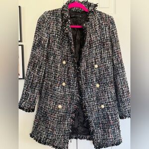 Zara Black and White Tweed Blazer